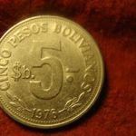 Bolívia nagy nikkel 5 bolivianos 1976 fotó