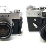 2db régi retro fényképezőgép YashicaTL elektro/Zenit-E alkatrésznek dísznek felújításra 1FT NMÁ fotó