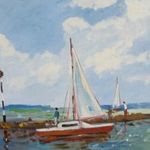 Bánfi - "Balaton: vitorláskikötő.." (olaj, karton 23×33 cm) fotó