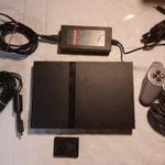 Playstation 2 Ps2 Slim konzol +kontroller+TV KÁBEL+adapter+8mb memória (Free Mcboot) fotó