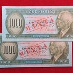 2db SORSZÁMKÖVETŐ MINTA 1000 FORINT 1992 D UNC fotó