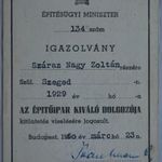 Az Építőipar Kiváló Dolgozója viselési igazolvány, Trautmann Rezső miniszter sk. aláírásával 1960 fotó