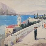 Négely Rudolf (1883 - 1941) Korcula c. akvarell festménye EREDETI GARANCIÁVAL !! fotó