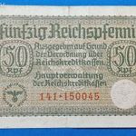 1940-1945 -ig GERMANY Occupied Territories - WWII - 50 Reichspfennig vízjeles bankó ! VF (L866) fotó