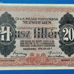 1916 -os NEZSIDEREN 20 fillér "Hadifogoly-tábor pénz" MS változat Ritkább!! !!!aUNC (L0877) fotó