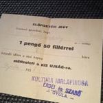 ELŐFIZETÉSI JEGY A KIS UJSÁGRA GYULA 1938 fotó