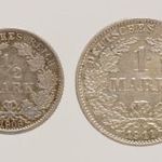 1906/1911 Németország ezüst 1/2 és 1 Márka (2 db) -DL44 fotó