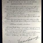 III. VITTORIO EMANUEL OLASZ KIRÁLY ÁLTAL ALÁÍRT EREDETI DOKUMENTUM 1940 -ből !!! fotó