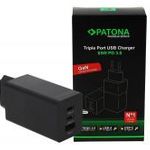 PATONA Premium GaN PD65W fali adapter fekete 2xUSB-C 1xUSB-A PD3.0 QC3.0 fotó