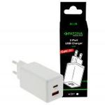 PATONA Premium GaN PD65W fali adapter fehér 1xUSB-C 1xUSB-A PD3.0 QC3.0 fotó