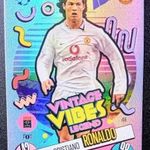 Cristiano Ronaldo Manchester United Vintage Vibes Legend focis kártya Match Attax 2025 fotó