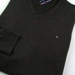 EREDETI TOMMY HILFIGER (XL) ELEGÁNS *NAGYON EXTRA* HOSSZÚ UJJÚ FÉRFI SÖTÉTBARNA *MINŐSÉGI* PULÓVER fotó