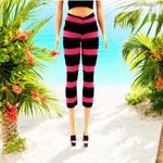 Pink-fekete csíkos capri nadrág, harisnya, leggings - ruha barbie típusú babákhoz (a036pf) fotó