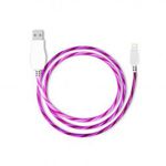 Prémium Adat- és Töltőkábel, Lightning/USB csatlakozó, villogó fény, 2A gyorstöltés, 1 méter, pink fotó