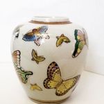 Pillangós retró japán Satsuma porcelán váza. Hibátlan különlegesség. fotó