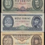 Forint bankjegy sor 10-20-50-100-500-1000 forint 1962-1990 (F) fotó