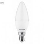 LED lámpa , égő , gyertya , E14 foglalat , 7 Watt , 220° , meleg fehér , TOSHIBA , 5 év garancia fotó