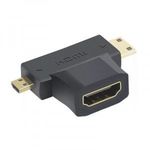 HDMI átalakitó adapter, HDMI->Micro HDMI/mini-HDMI, aranyozott csatlakozó, fekete fotó