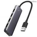 UGREEN 5 az 1-ben USB HUB / elosztó - 4db USB és 1db Typ-C aljzat, 16cm fix USB kábel - SÖTÉTSZÜR... fotó