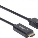 Manhattan Kijelző csatlakozó / HDMI Átalakító kábel DisplayPort dugó, HDMI-A dugó 1.80 m Fekete 1... fotó