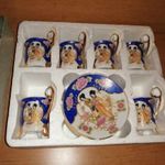 Jelenetes kínai porcelán kávéscsésze készlet eredeti dobozában (z) fotó