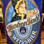 Fém sörös reklám tábla, Münchner Kindl Weissbier HB Hofbräu München fotó