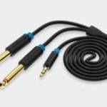 Vention 3.5mm jack/M -> 2*6.5mm jack/M, 3m, (TRS, fekete, audio), kábel fotó