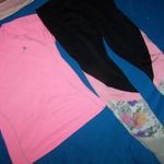 146/152-es sportos csomag: fitness leggings F&F + sport felső Decathlon fotó