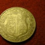 Anglia nagyméretű ezüst 1/2 korona 1927 14.1 gramm 32.3 mm nagyon ritka évszám !! /leírás/ fotó