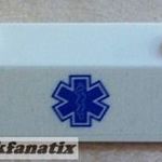 Lego Slope 33 3 x 6 without Inner Walls with Blue EMT Star of Life Pattern on Transparent Backgro... fotó