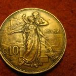 Olasz nagy bronz emlék 10 centesimi 1861-1911 fotó