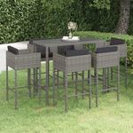 7 részes szürke polyrattan kerti bárszett párnákkal fotó