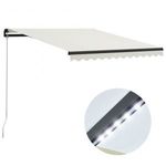 krémszínű kézzel kihúzható LED-es napellenző 300 x 250 cm fotó