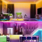 3m RGB LED szalag, vezérlőbel - távirányítóval - Android alkalmazással - tápegységgel fotó