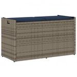 szürke polyrattan kültéri tárolópad párnával 100 cm fotó