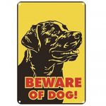 Vintage Dekor Fémtábla, dombornyomott 'BEWARE OF DOG' felirat, rottweiler ábrázolás, re... fotó