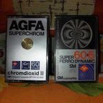 AGFA SUPERCHROM 60+6 és AGFA SUPER FERRO DYNAMIC cassette kazetta audiókazetta magnókazetta fotó