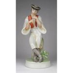 1Q332 Régi nagyméretű Zsolnay furulyázó legény porcelán figura 26 cm fotó