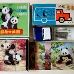Régi vintage panda kocka kirakó állatos puzzle retró kínai lemezautó fém jármű teherautó lemez autó fotó