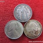 PÁZMÁNY SOR: 3 x 2 PENGŐ 1935, 1936, EZÜST: 30g; kiv fotó
