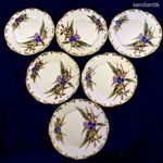 RITKA SZÉP KÉK VIRÁGOS ZSOLNAY PORCELÁN SÜTEMÉNYES TÁNYÉR KÉSZLET ! fotó