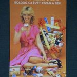 Kártyanaptár, BÉK csemege élelmiszer ABC áruház, Baja, Kalocsa, Kiskunfélegyháza női modell, 1984 fotó