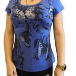 STREET ONE lila PILLANGÓ mintás M/L mutatós rövid ujjú PÓLÓ d73 fotó