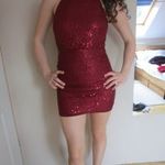 SHEIN bordó csillogós strasszos alkalmi mini ruha S/M/L 0426 P25/2 fotó