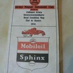 MAGYAR KIRÁLYI AUTOMOBIL CLUB UTÁLLAPOT TÉRKÉP 1934 MOBILOIL SPHINX VACUUM OIL fotó