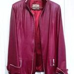 Bordó színű, SAKA márkájú elegáns, karcsúsított, cipzáros női bőrkabát L/XL fotó