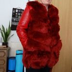 Piros Mayo Chix bőr szőrme kabát / mellény fotó