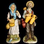 LÁTVÁNYOS ÉS NAGY ! PORCELÁN SZOBOR PÁR : NAGYMAMA ÉS NAGYPAPA A VÁSÁRBA MENNEK X ! fotó