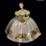 LÁNY LEGYEZŐVEL RÓZSA MINTÁS SZOKNYÁBAN ROYAL DOULTON PORCELÁN SZOBOR X fotó