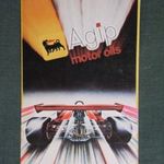 Kártyanaptár, AGIP benzinkutak, motor olaj, grafikai, versenyautó, 1983 fotó